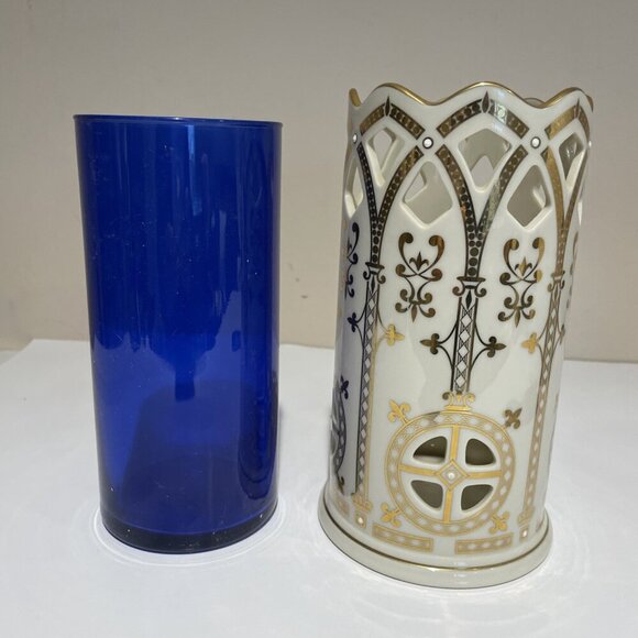 Lenox Millennium Collection Votive Candleholder Cobalt Blue Glass Globe 8" USA - Picture 8 of 13